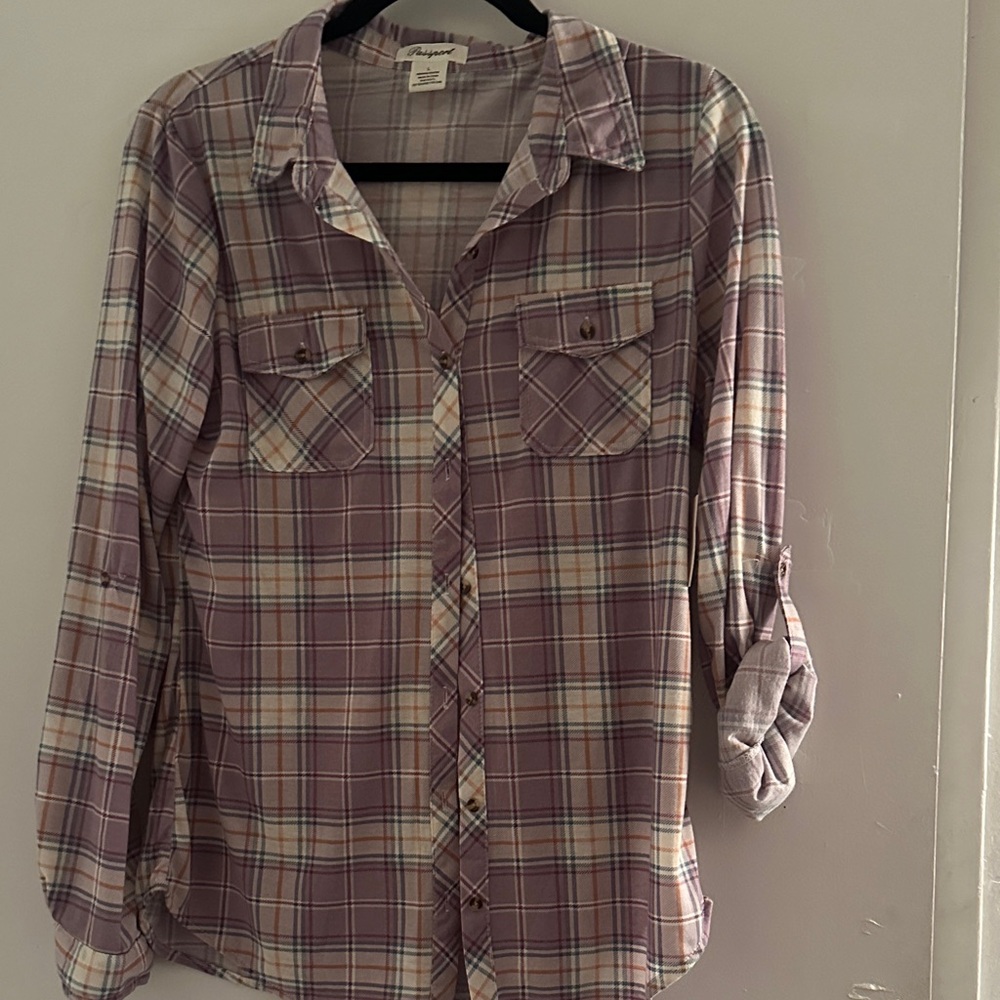 Passport Plaid Button Down Shirt – Large – NWT